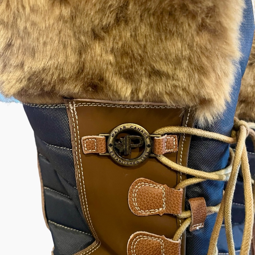 NWOT Pajar Canada waterproof leather textile faux fur sherpa lined boots 8 8.5 - Picture 2 of 14